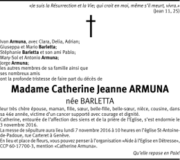 Madame Catherine Jeanne ARMUNA