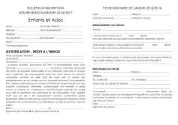 Bulletin d`inscription enfants et jeunes 2016-2017