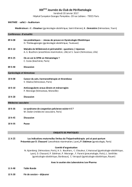 Programme de la journ&eacute;e - Club de P&eacute;rifoetologie