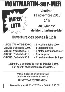 SUPER LOTO du 11 novembre 2016