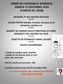 menu diner AG - Le Golf de Troyes la Cordeli&egrave;re