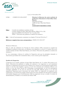 04/11/2016 Lettre de suite d`inspection Prévention des