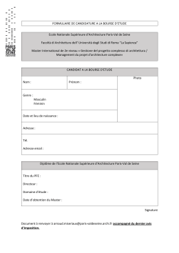 Formulaire - Ecole Nationale Supérieure d`Architecture Paris