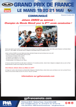 Johann Zarco, double champion du Monde Moto2