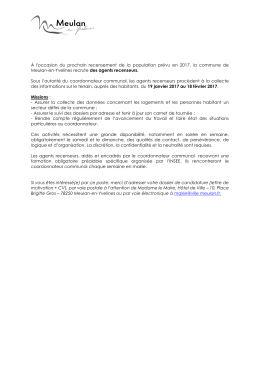 &Agrave; l`occasion du prochain recensement de la population