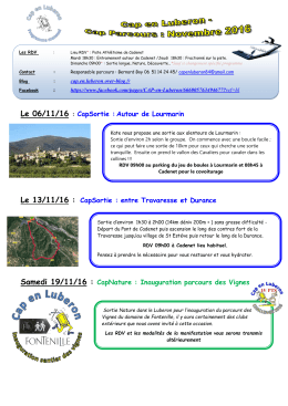 Le 06/11/16 : CapSortie : Autour de Lourmarin Le 13/11/16