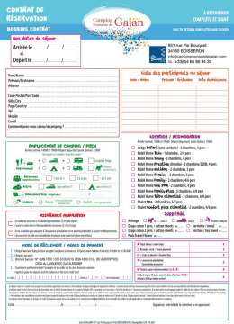 Contrat de R&eacute;servation - Camping Domaine de Gajan