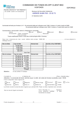 Commande de fonds en XPF client BNC542.49 Ko