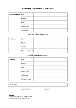 CESSION DU DROIT D`ELEVAGE