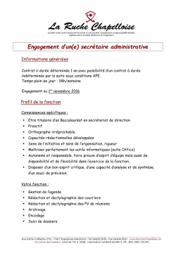 Engagement d`un(e) secrétaire administrative