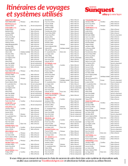 Itinéraires de voyages et systèmes utilisés