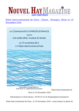 H&ocirc;tel Intercontinental de Paris : Danse , Musique