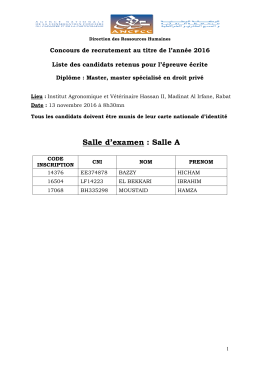Salle d`examen : Salle A