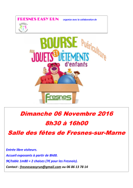 Dimanche 06 Novembre 2016 8h30 à 16h00 Salle des fêtes de