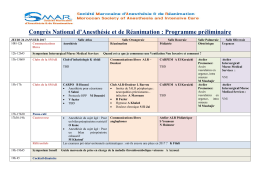 Synopsis - Société Marocaine d`Anesthésie Réanimation