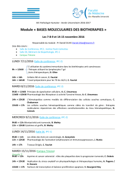 Module « BASES MOLECULAIRES DES BIOTHERAPIES