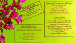 Specials - Tallgrass Restaurant