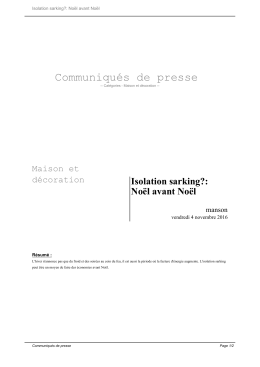 Isolation sarking?: No&euml;l avant No&euml;l