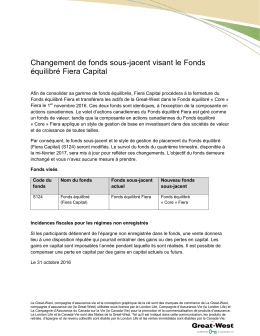 Changement de fonds sous-jacent visant le Fonds