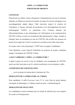 Appel Candidature Incubateur