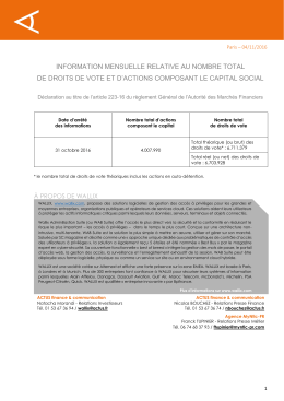 information mensuelle relative au nombre total de droits de vote et d