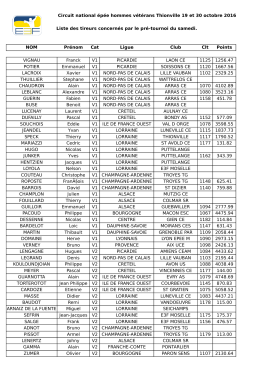 Circuit national épée vétérans Thionville, liste des tireurs épée