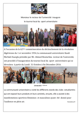 Monsieur le recteur de l`université inaugure le tournoi local du sport