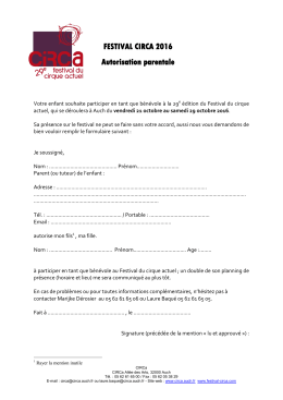 Autorisation parentale pour les mineurs - Circa