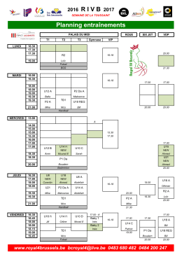 Planning spécial entrainements Toussaint