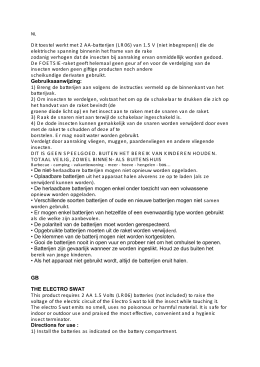 Dit toestel werkt met 2 AA-batterijen (LR06) van 1.5 V (niet