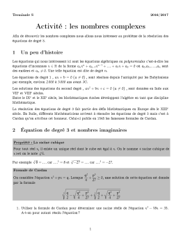 Activité : les nombres complexes