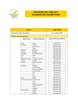 Planning des inscriptions - Concours Général Agricole
