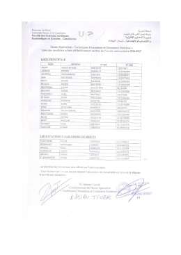 Liste - faculté des Sciences Juridiques Economiques et Sociales