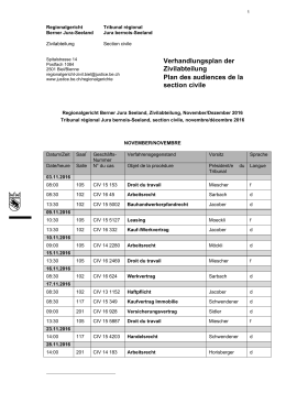 Verhandlungsplan der Zivilabteilung Plan des audiences de la