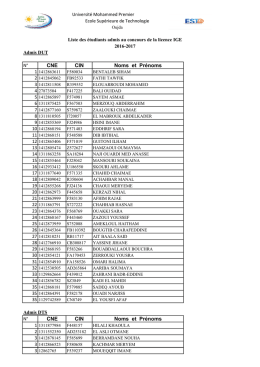 Liste Principlae - Ecole Sup&eacute;rieure de Technologie