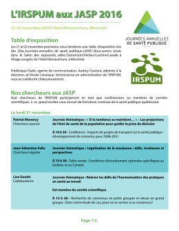 L`IRSPUM aux JASP 2016