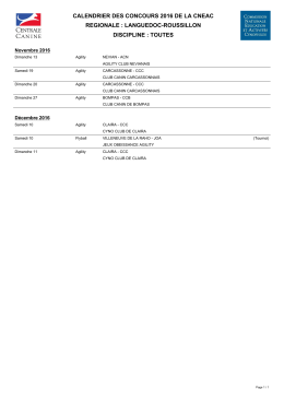 calendrier des concours 2016 de la cneac regionale : languedoc