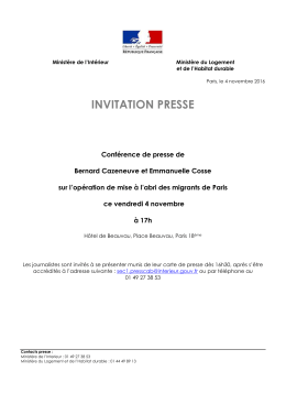 L`invitation presse : Opération de mise à l`abri des migrants de Paris