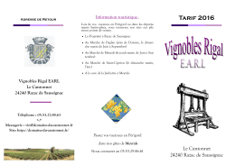 Tarif 2016 - Domaine du Cantonnet