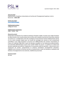 Titre du projet : Établissements, Disciplines Universitaires et