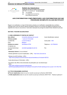 Extension du b&acirc;timent 97Cabine d`entr&eacute;e Bulletin des Adjudications
