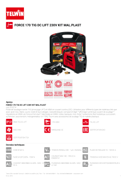 force 170 tig dc lift 230v kit mal.plast