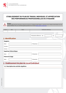 ETABLISSEMENT DU PLAN DE TRAVAIL INDIVIDUEL ET