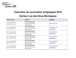 Calendrier de vaccination antigrippale 2016 Secteur Lac-des