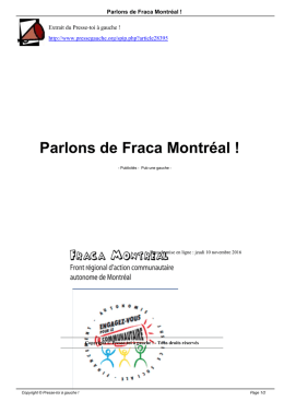 Parlons de Fraca Montréal - Presse