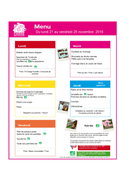 Du lundi 21 au vendredi 25 novembre 2016
