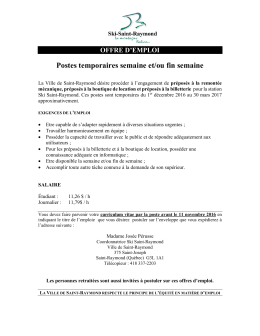 Postes temporaires semaine et/ou fin semaine