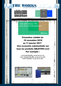 ABLETON LIVE Promotion Hiver 2016-2017