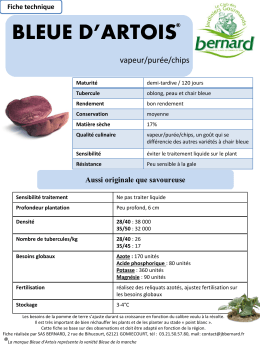 Fiche technique culture bleue d`artois