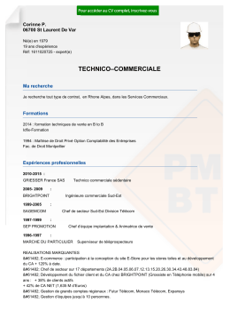 Recrutement CV TECHNICO&OElig;COMMERCIALE - r&eacute;f